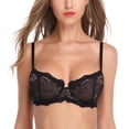 thumbnail image 1 of Wingslove Women's Beauty Sheer Lace Non Padded Underwired Unlined Balconette Bra, 1 of 4