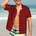thumbnail image 7 of Kll Men'S Hawaiian Shirt Short Sleeve Button Down Beach Shirts-Red Black Houndstooth, 7 of 7