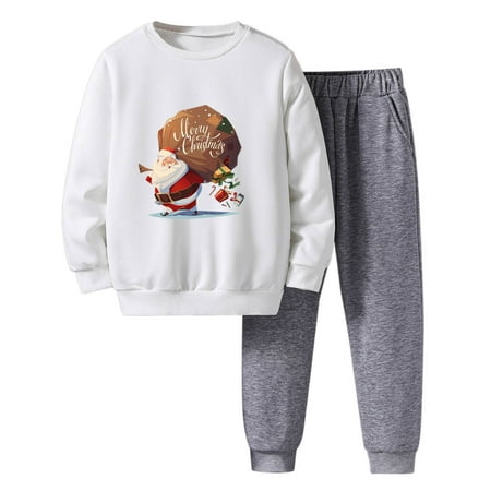 

Toddler Boys Outfits Girls Winter Christmas Long Sleeve Cartoon Prints Pullover Tops Pants 2Pcs Set Clothes for Boys Size 11-12T