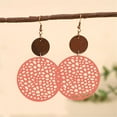 thumbnail image 5 of Vintage Geometric Round Earrings Wooden Earrings Handmade Natural Wooden Hollow Out Circle Earrings Bohemian Lightweight Statement Western Earrings for Women, 5 of 10