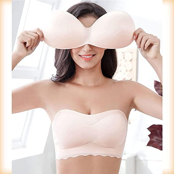NETSENG Ice Silk Strapless Bra - Filifit Ice Silk Non-Slip Tube Top Bra,  Oversized Elastic Plus Size Wireless Bras For Women，L