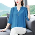 thumbnail image 5 of Women's Chiffon V-Neck Blouse with 3/4 Sleeves, 5 of 6
