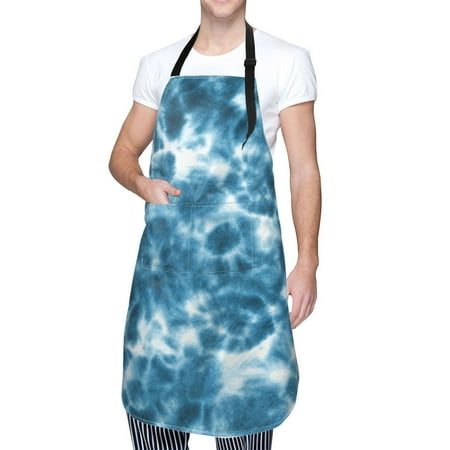 

Cauagu Blue Tie Dye Aprons with Pockets Waterproof Apron for Women Kitchen Cooking Apron Adjustable Bib Aprons Chef Apron for Cooking Drawing Crafting