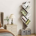 thumbnail image 5 of 6-Tier Wooden Tree Bookshelf with Storage Cabinet - Tall Narrow Bookcase for Living Room Display & Organization, 5 of 9