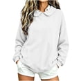 thumbnail image 3 of Lcziwo Womens Peter Pan Collar Sweatshirt Cuffed Long Sleeve Solid Pullover Oversized Casual Fall Winter Outfits White,L, 3 of 8