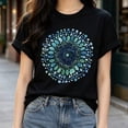 thumbnail image 4 of 【New Arrival】Watercolor Blue Green Mandala Dot Circle Graphic T-Shirt, Unisex Cotton Crew Neck Boho Abstract Art Casual Tee, Minimalist Meditation Gift, 4 of 5
