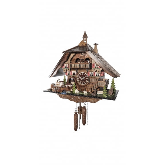 Quartz Cuckoo Clock Black forest house with music and dancers
