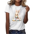 thumbnail image 1 of Hyknon Hauts d'Été pour Femmes Mode Ample Pull Polyvalent Blouses Décontractées Imprimé de Pâques Col Rond Manches Courtes Hauts d'Été, 1 of 4