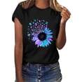 thumbnail image 2 of bvgfsahne T-Shirt Loose Blouse Casual Printing Tops Sleeves Letter Women O-Neck Short Women's Blouse, 2 of 6