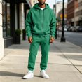thumbnail image 7 of Garbnen Fleece Lined Men Track Suits 2 Piece Set Full Zip Pullover Men Joggers Pants Sets Workout Athletic Fall Winter Warm Plush Jogging Suits for Men Green, 7 of 7