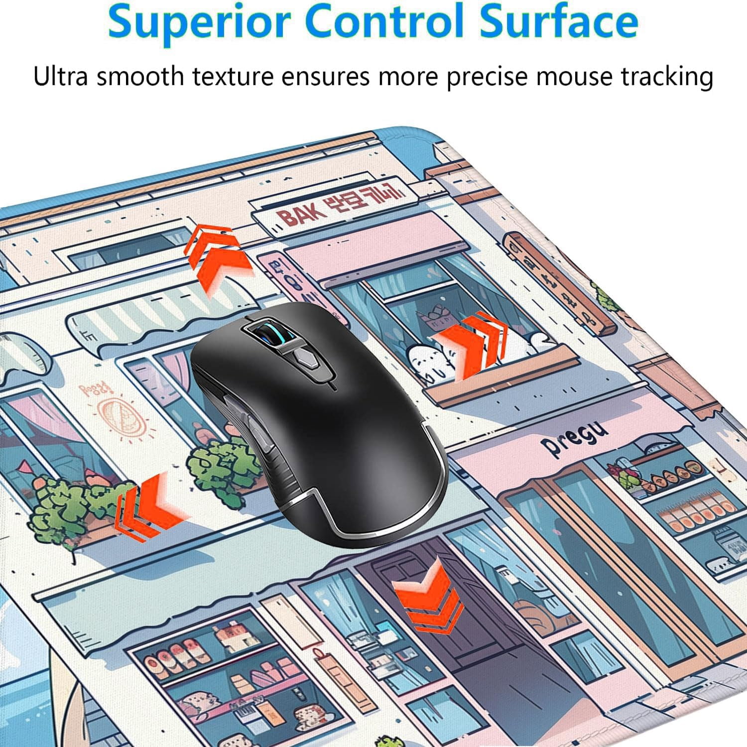 Cute Kawaii Gaming Mouse Pad Desk Pad Anime Street Aesthetics Large Gaming Mouse Mat with Stitched Edges,Non-Slip Waterproof Rubber Base Mous Mat Office Computer Keyboard Laptop Home 31.5"x11.8"