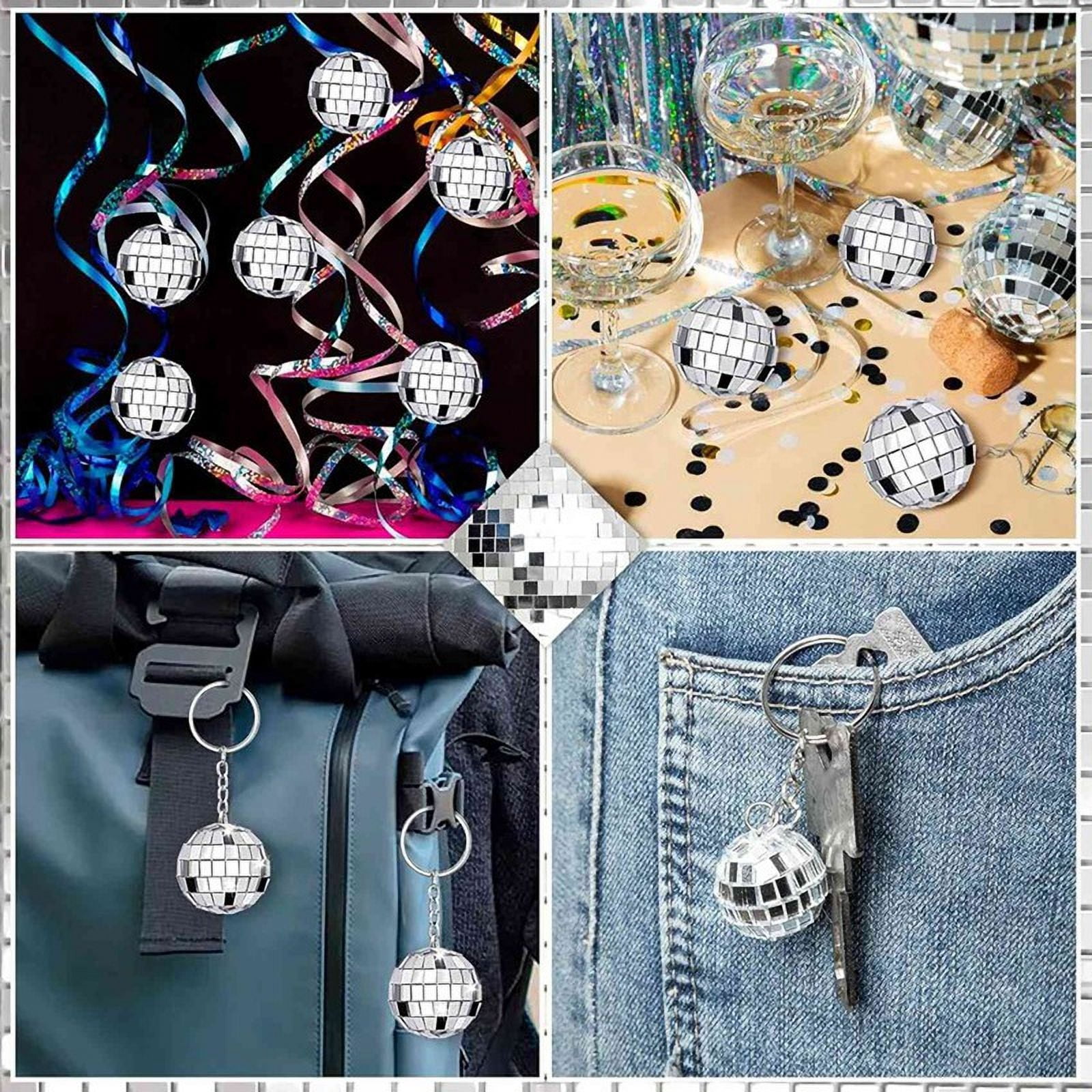 150Pcs Mini Disco Ball Keychain, Mirror Disco Ball Bulk Keyring Party Favors for 70s 80s Disco Party Supplies