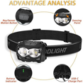 thumbnail image 2 of Rechargeable Headlight, Lumen Headlight Flashlight, IP65 105° Adjustable Headlight Suitable for Camping, Running, 2 of 6