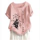 thumbnail image 1 of Camiseta Casual de Manga Corta con Botón de Cuello Redondo de las Mujeres, Tops Cortos para las Mujeres, 1 of 3