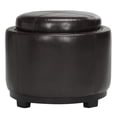 thumbnail image 4 of SAFAVIEH Chelsea Modern Glam Round Tray Storage Ottoman, Brown, 4 of 10