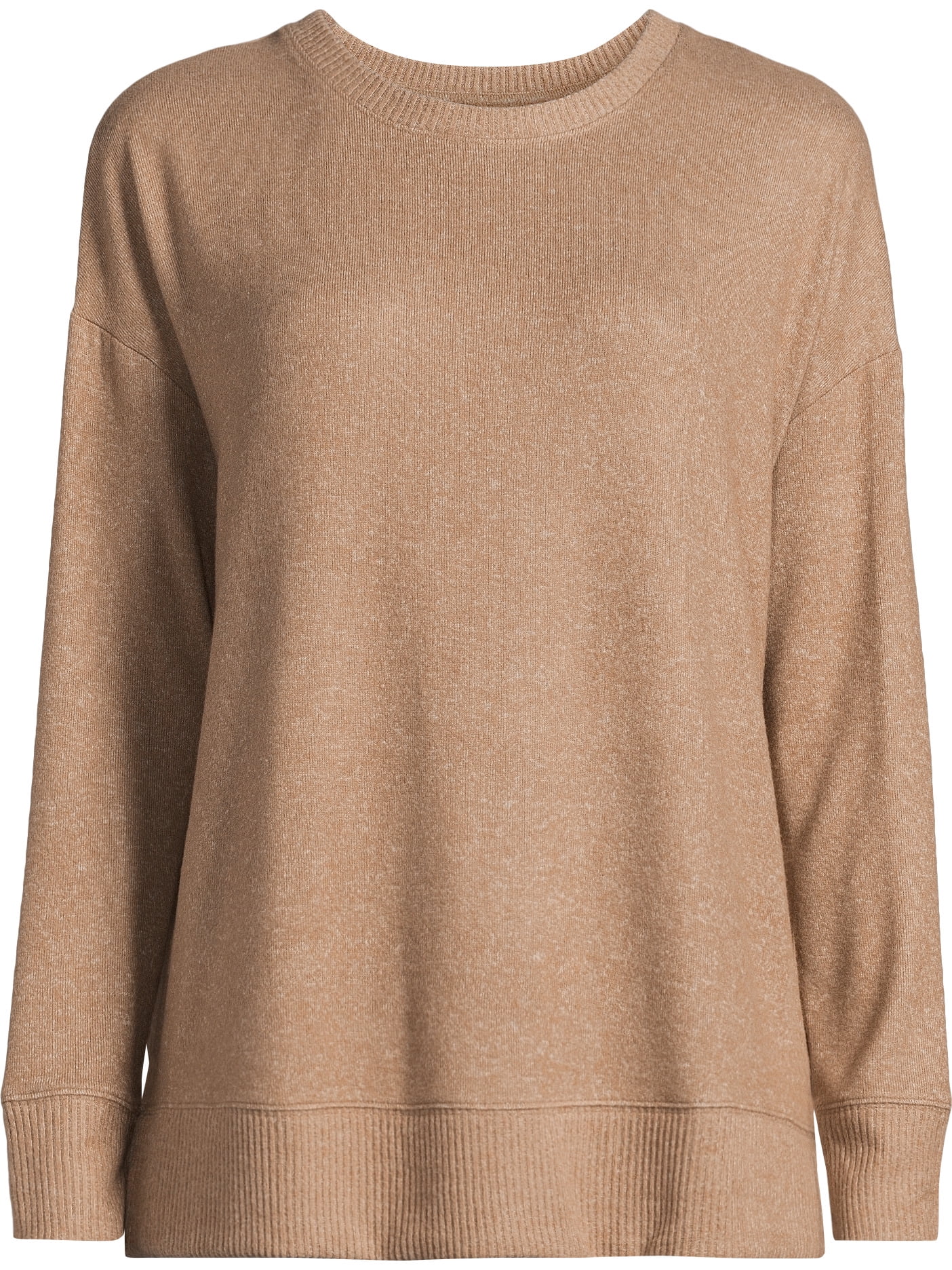 Time and Tru Women's Hacci Knit Pullover with Long-Sleeves, Single and 2-Pack, Sizes XS - XXL