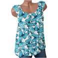 thumbnail image 4 of ICHUANYI Clearance Women Casual Sleeveless Crewneck Print Blouse Pullover Tank Tops Shirt(Blue, XL) ICHUANYI WER2023080916191, 4 of 4