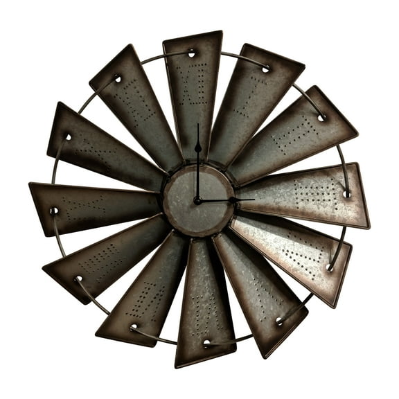 Gianna's Home Rustic Farmhouse Metal Windmill Wall Clock 18 1/2 in.