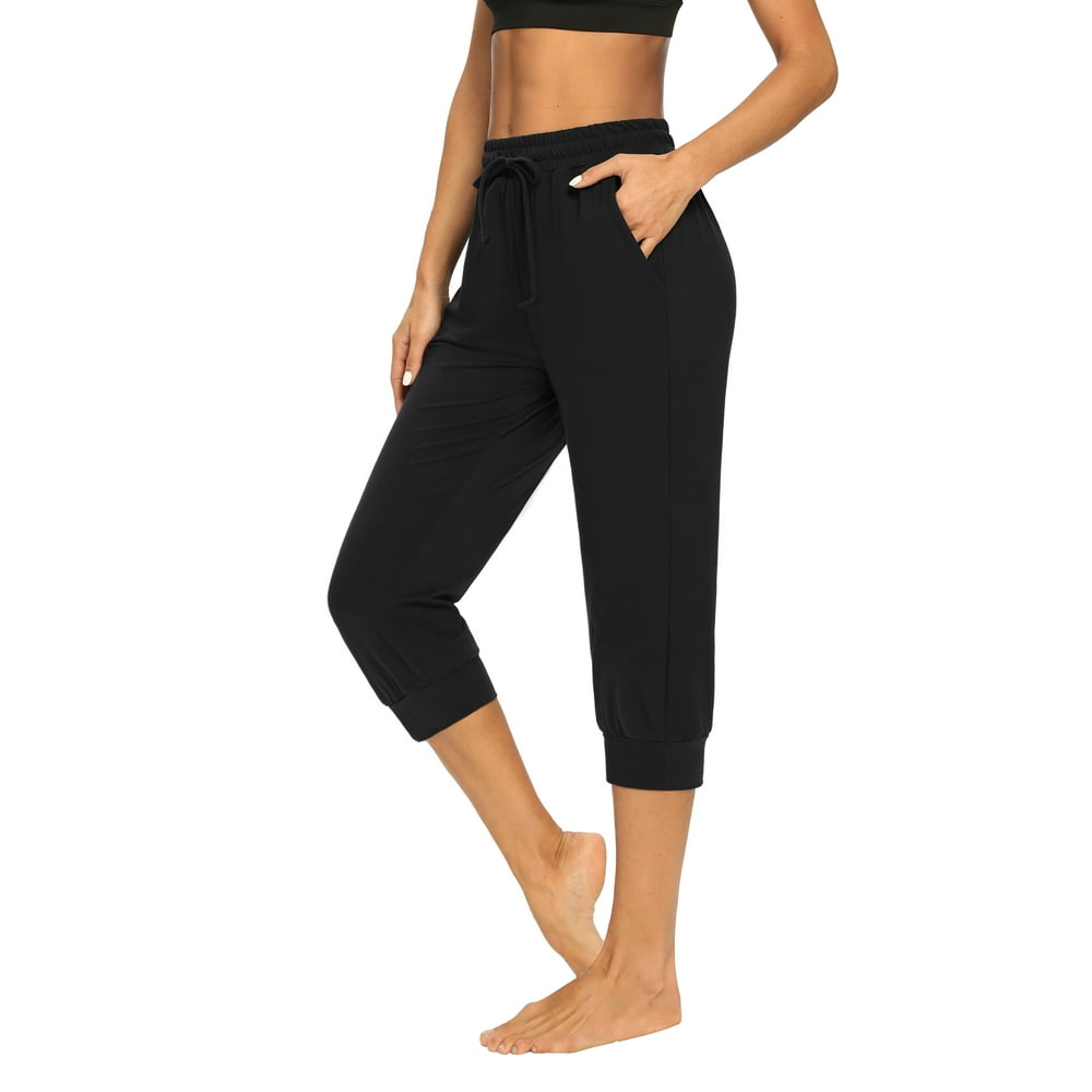 Sarin Mathews - Sarin Mathews Women's Capri Yoga Pants Drawstring Joggers Pants with Pockets