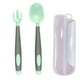 thumbnail image 1 of Sistemas de las bifurcaciones de las cucharas de los utensilios del bebé con el caso seguro del viaje, doblable resistente al calor del apretón fácil, 1 of 5