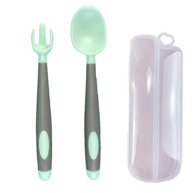 Juegos de tenedores de cucharas de utensilios para bebés con estuche seguro de viaje, fácil agarre resistente al calor flexible Namotu CPB-US-CJZ837-4