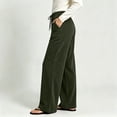 thumbnail image 6 of Sokhug Women Ribbed Knit Wide Leg Pants Drawstring Elastic Waist Casual Trousers With Patch Pockets Casual Solid Color Lounge Trousers, 6 of 7
