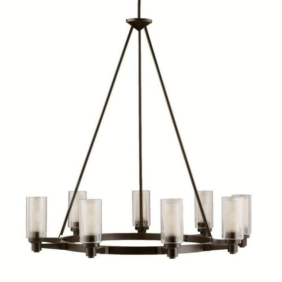 Mid Century Modern Nine Light Chandelier-Olde Bronze Finish Bailey Street Home 147-Bel-551428