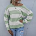 thumbnail image 6 of GEWSEY Womens 2025 Fall Striped Sweaters Long Sleeve Crew Neck Shirts Ribbed Knit Color Block Lightweight Pullover Sweater Top (Green, S), 6 of 8