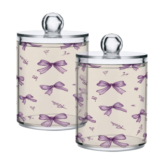 High-value clear storage jars keep life organized and within reach one sizex4 Pastel Lavender Bows