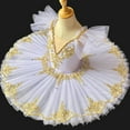 thumbnail image 2 of AUNVITO Girls 1-14 Years Dance Practice Tutu Skirt Soft Tulle Layered Performance Princess Dress Ribbon Trim Sleeveless V-Neck Costume, 2 of 5