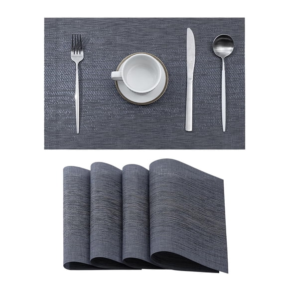 Woven Placemats Set of 4 - Heat Resistant Non-Slip Place mats for Dining Table, Washable Durable PVC Vinyl Woven Table Mats