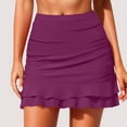 thumbnail image 2 of Women's High Waisted Ruched Swim Skirt with Built-in Brief - Polyester/Spandex, Elastic Waist with Drawstring, Sexy Lace Cutout, Suitable for Swimming/Beach Holidays, 2 of 5