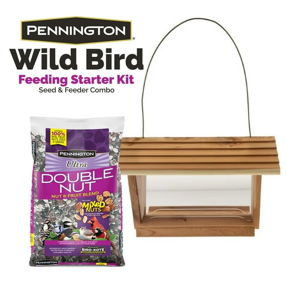 Pennington Natures Friend 3lb Capacity  Wild Bird Starter Kit with Bird Feeder and Feed