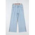 thumbnail image 5 of Women's Beau Blue Studded Wide Leg Jeans – Casual Frayed Style with Side Slit for Everyday Wear, 16, 5 of 12