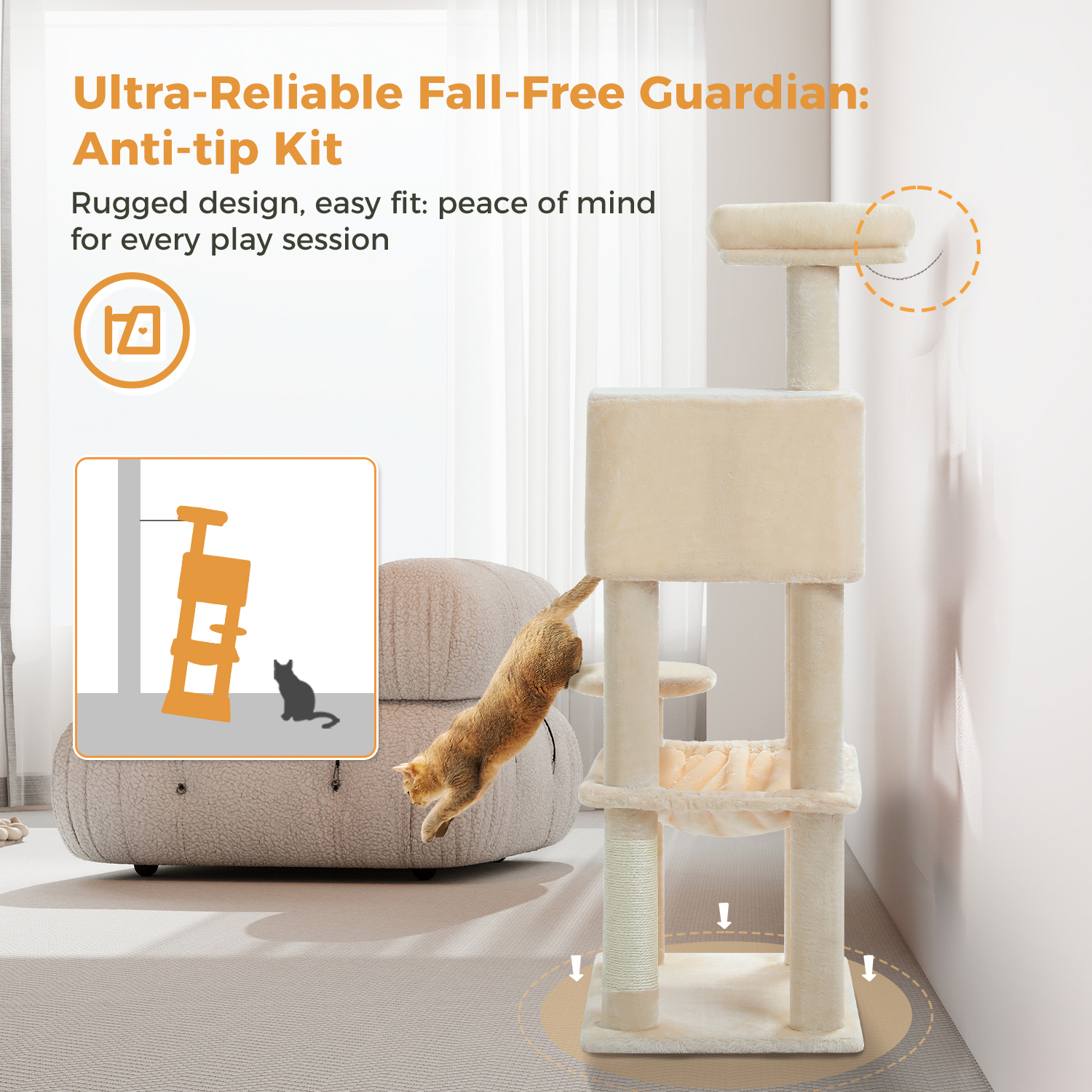 Pawz Road 46" Cat Tree Condo with Sisal Posts photo 4