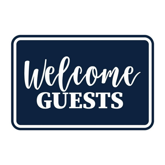 Signs ByLITA Classic Framed, Welcome Guests Sign (Navy Blue / White) - Large