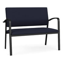 Newport Reception Waiting Room 2-Seat Loveseat / Black Steel / Navy Blue