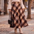 thumbnail image 3 of EANJE Skirts for Women High Waist Plaid A-Line Maxi Skirt with Pockets Vintage Fall Style Red L, 3 of 5