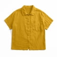 thumbnail image 4 of Women's Dress Shirts Causal Button Down Short Sleeve Shirt with Chest Pocket Breathable Linen Blouse for Women, 4 of 7