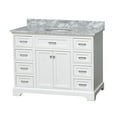 thumbnail image 3 of Aria 48" Bathroom Vanity with White Cabinet and Carrara Marble Top, 3 of 7