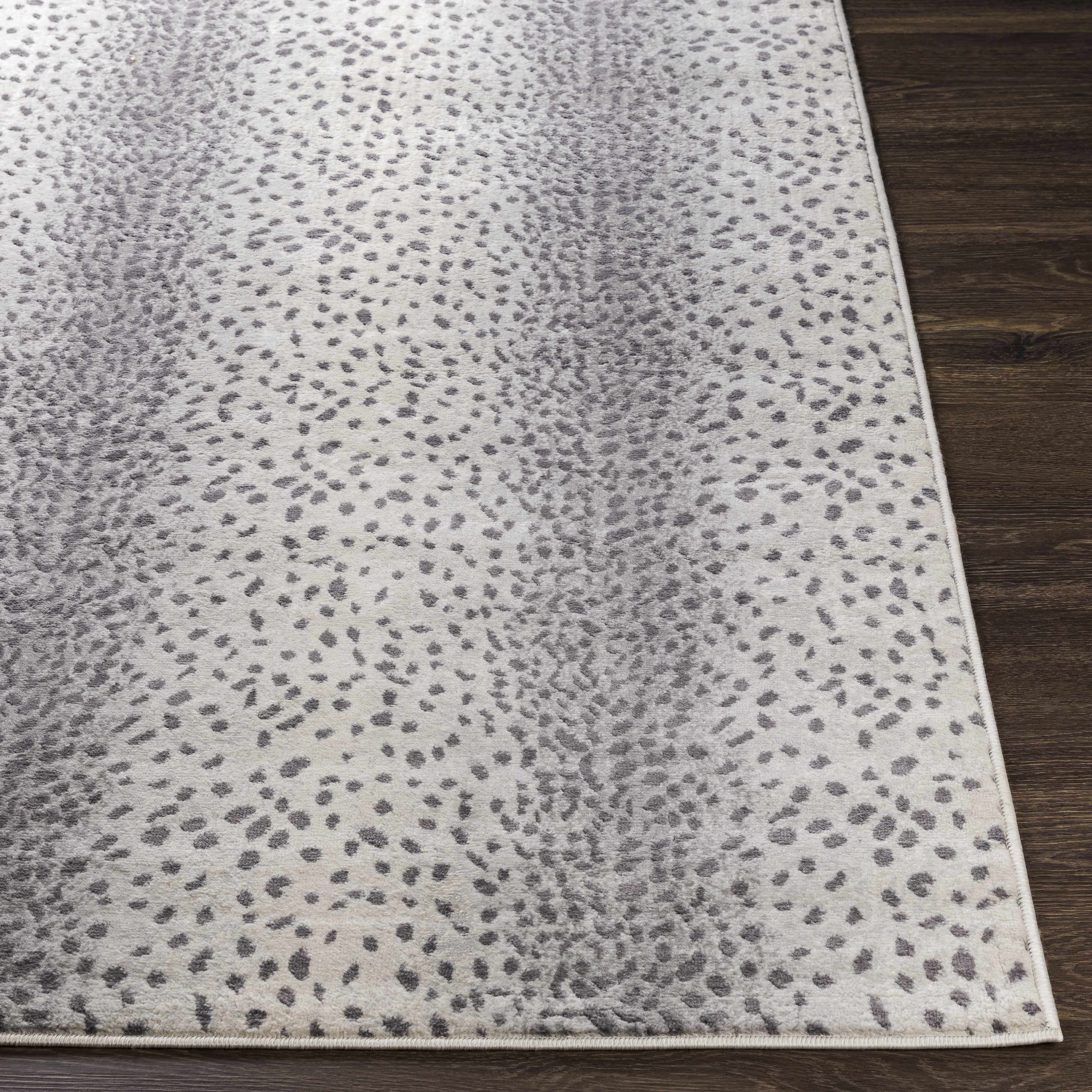 Hauteloom Leichhardt Modern Animal Print Area Rug for Living Room, Bedroom - Bohemain Leopard Print Carpet - Contemporary Antelope Print Rug - Light Gray, Dark Gray - 9' x 12'3"