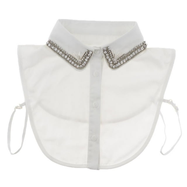 lionlar Stylish Rhinestone Peter Pan Fake Collar Detachable Rhinestone Half Shirt Dickey White 1