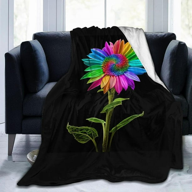Manta de microfibra ultra suave con diseño de girasol para sofá, manta de franela ligera, suave, cálida y acogedora para sofá cama, sala de estar, 50 x 60 pulgadas