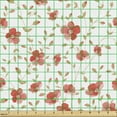 thumbnail image 2 of Ambesonne Vintage Fabric by the Yard Upholstery, Peony Flowers Blooms, 1 Yard, Dark Coral White, 2 of 5