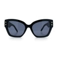 thumbnail image 4 of Womens Star Stud Thick Temple Plastic Horned Cat Eye Fashion Sunglasses All Black, 4 of 7