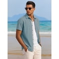 thumbnail image 2 of RICHCOIN Men's Button Down Shirts Short Sleeve Casual Summer Beach Vacation Wedding Shirt with Pocket, 2 of 7