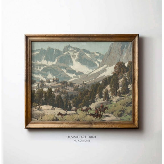 Vintage Western Cowboys Landscape Fine Art, Cottage Core American Frontier Home Decor, Vivid Art Print Ep-064 Wall Art, Modern Wall Decor, 8x12 UNFRAMED