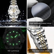 OPK Watches for Women Stainless Steel Fashion Dress Luxury Big Large Face Waterproof Quartz Analog Female Watches with Date Ladies Watch Reloj para Mujer (Gold/Blue/Black Dial)