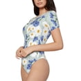 thumbnail image 2 of Balery Daisies Flowers Women's Short Sleevee Crew Neck Bodysuit Tops Short Sleeve Tops Basic-X-Large, 2 of 9
