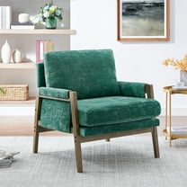 Knubmt Velvet Upholstered Armchair Accent Chair with Wood Frame, Mid Century Modern Club Chair for Living Room, Office, Bedroom, Green